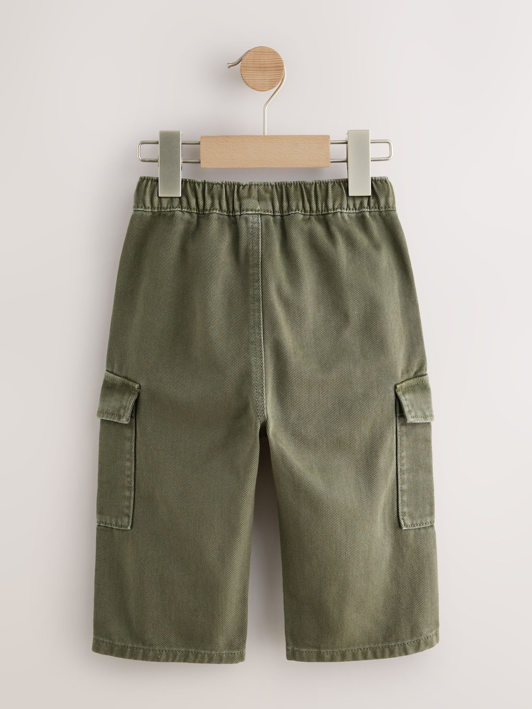 Khaki Green Washed Wide Leg Cargo Trousers (3mths-7yrs) image 6