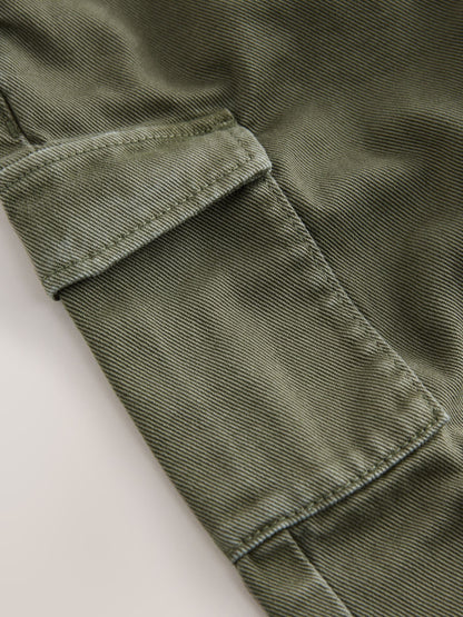 Khaki Green Washed Wide Leg Cargo Trousers (3mths-7yrs) image 7
