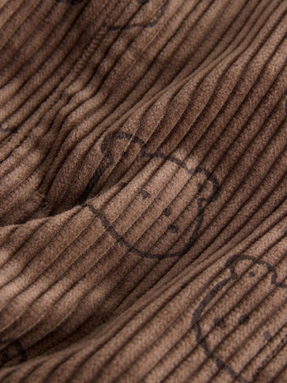 Brown Bear Print Corduroy Dungarees (3mths-7yrs)