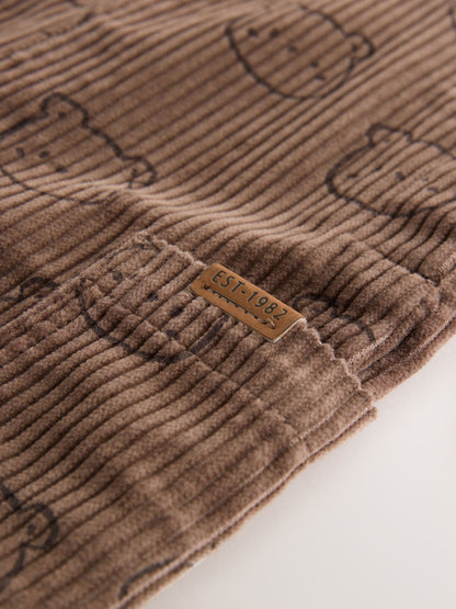Brown Bear Print Corduroy Dungarees (3mths-7yrs)