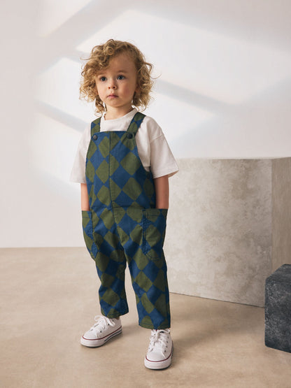 Green/Blue Harlequin Dungarees (3mths-7yrs)