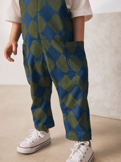 Green/Blue Harlequin Dungarees (3mths-7yrs)