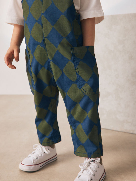 Green/Blue Harlequin Dungarees (3mths-7yrs)
