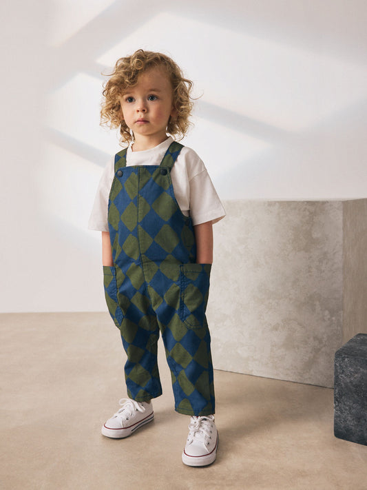 Green/Blue Harlequin Dungarees (3mths-7yrs) image 1