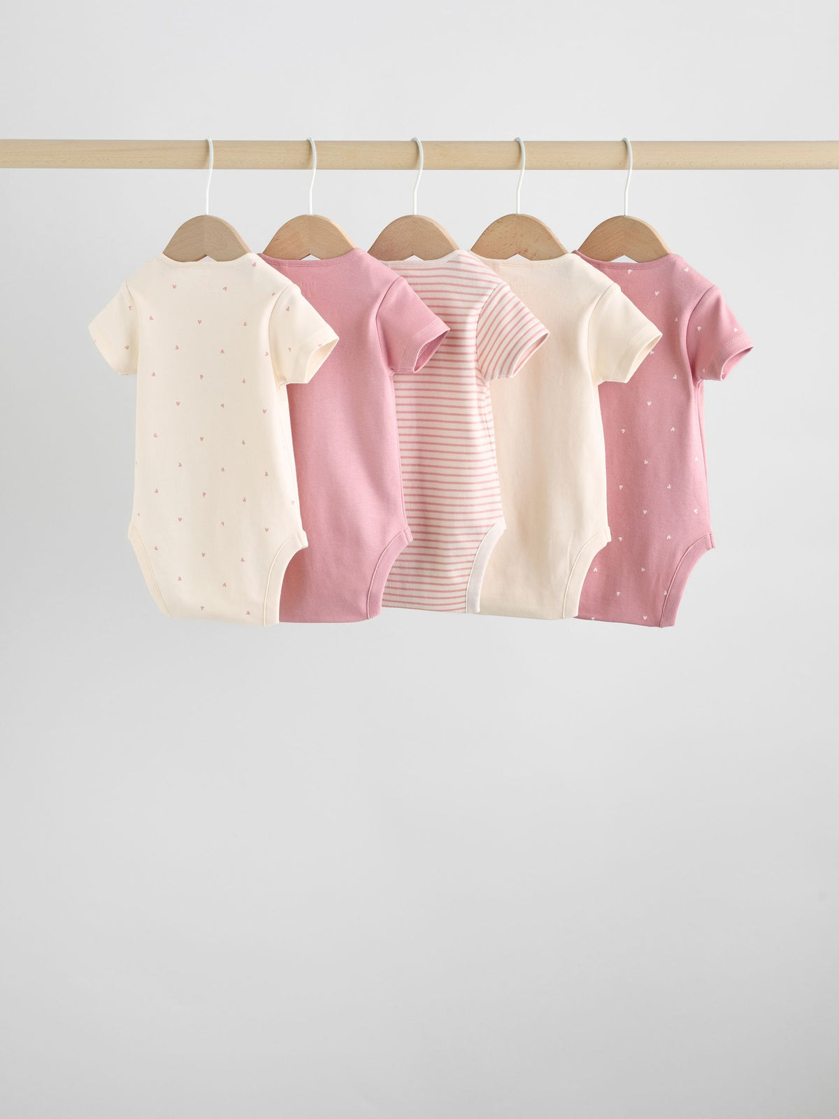 Dsiney Kidz - Pink Heart Baby Short Sleeve Bodysuits 5 Pack image 2