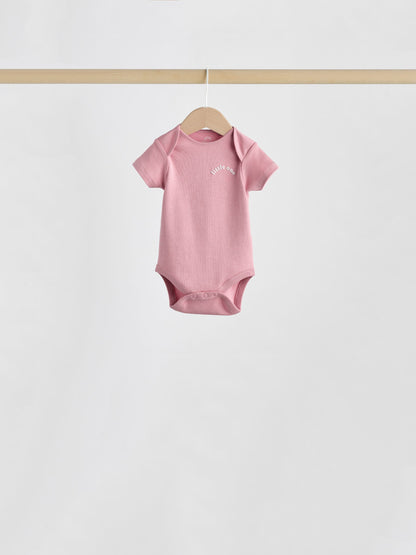 Pink Heart Baby Short Sleeve Bodysuits 5 Pack image 4