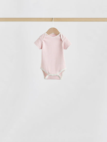 Pink Heart Baby Short Sleeve Bodysuits 5 Pack image 5
