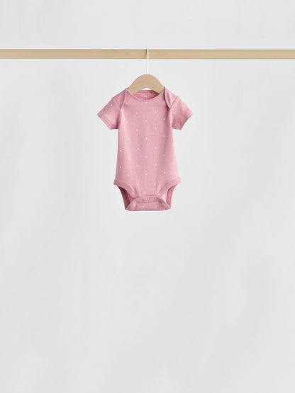 Pink Heart Baby Short Sleeve Bodysuits 5 Pack image 7
