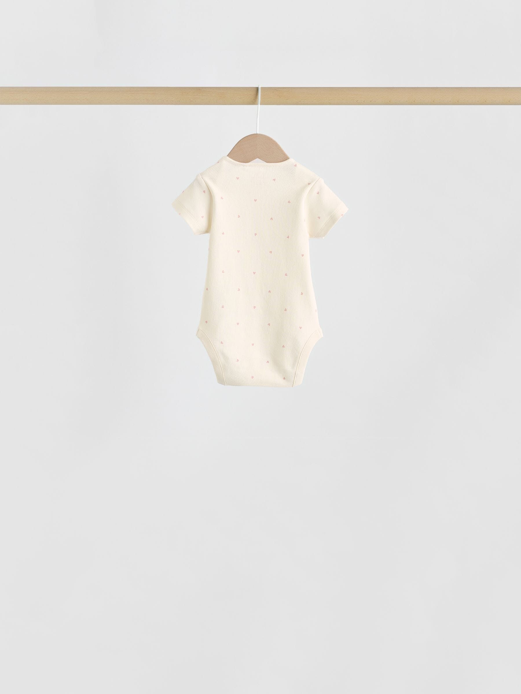 Pink Heart Baby Short Sleeve Bodysuits 5 Pack image 8