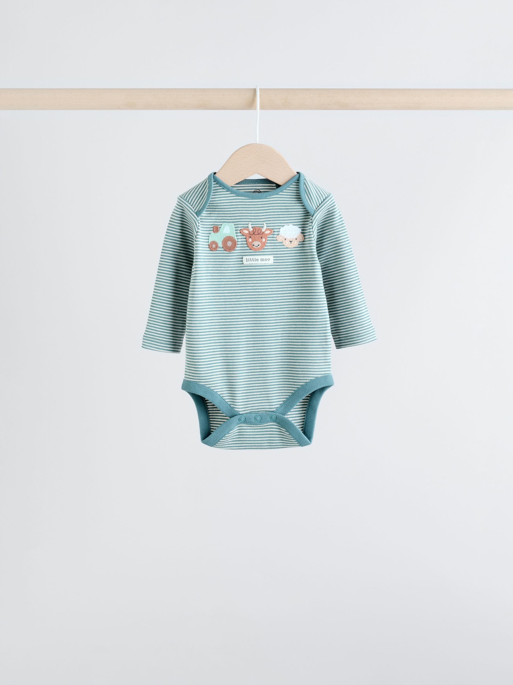 Blue Hamish Long Sleeve Bodysuits 3 Pack image 4