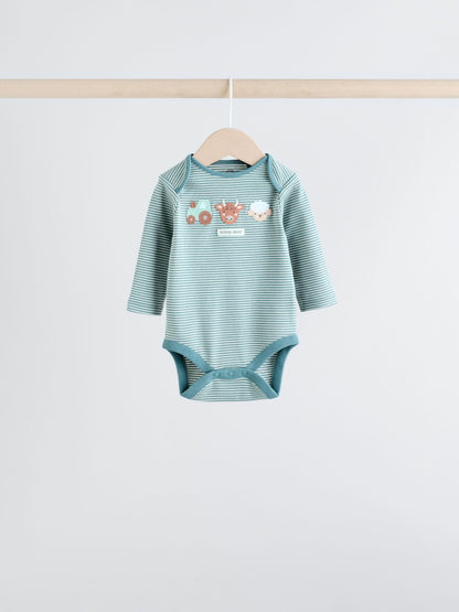 Blue Hamish Long Sleeve Bodysuits 3 Pack image 4