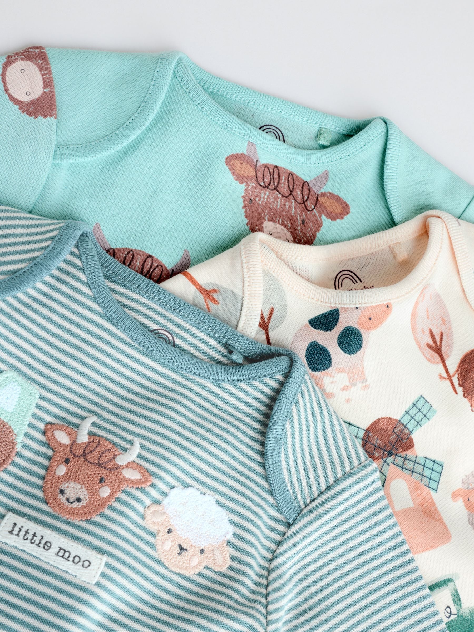 Blue Hamish Long Sleeve Bodysuits 3 Pack image 8