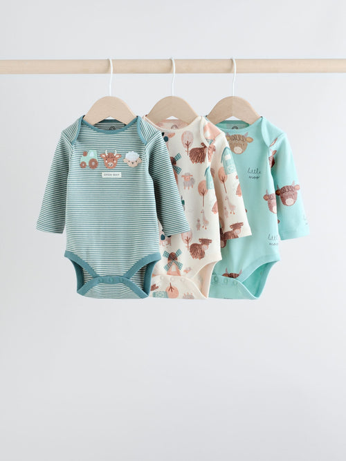 Blue Hamish Long Sleeve Bodysuits 3 Pack image 1
