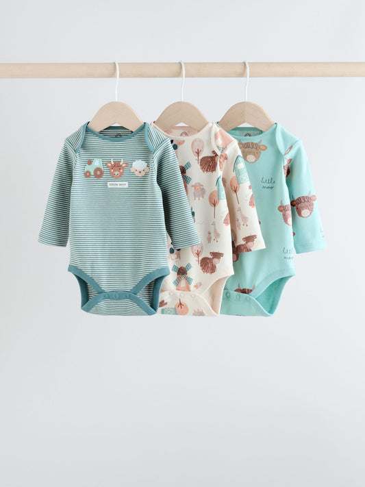 Blue Hamish Long Sleeve Bodysuits 3 Pack image 1