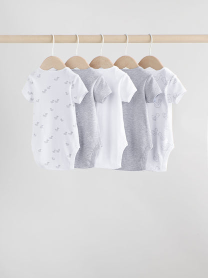 Grey Baby Short Sleeved Bodysuits 5 Pack image 2