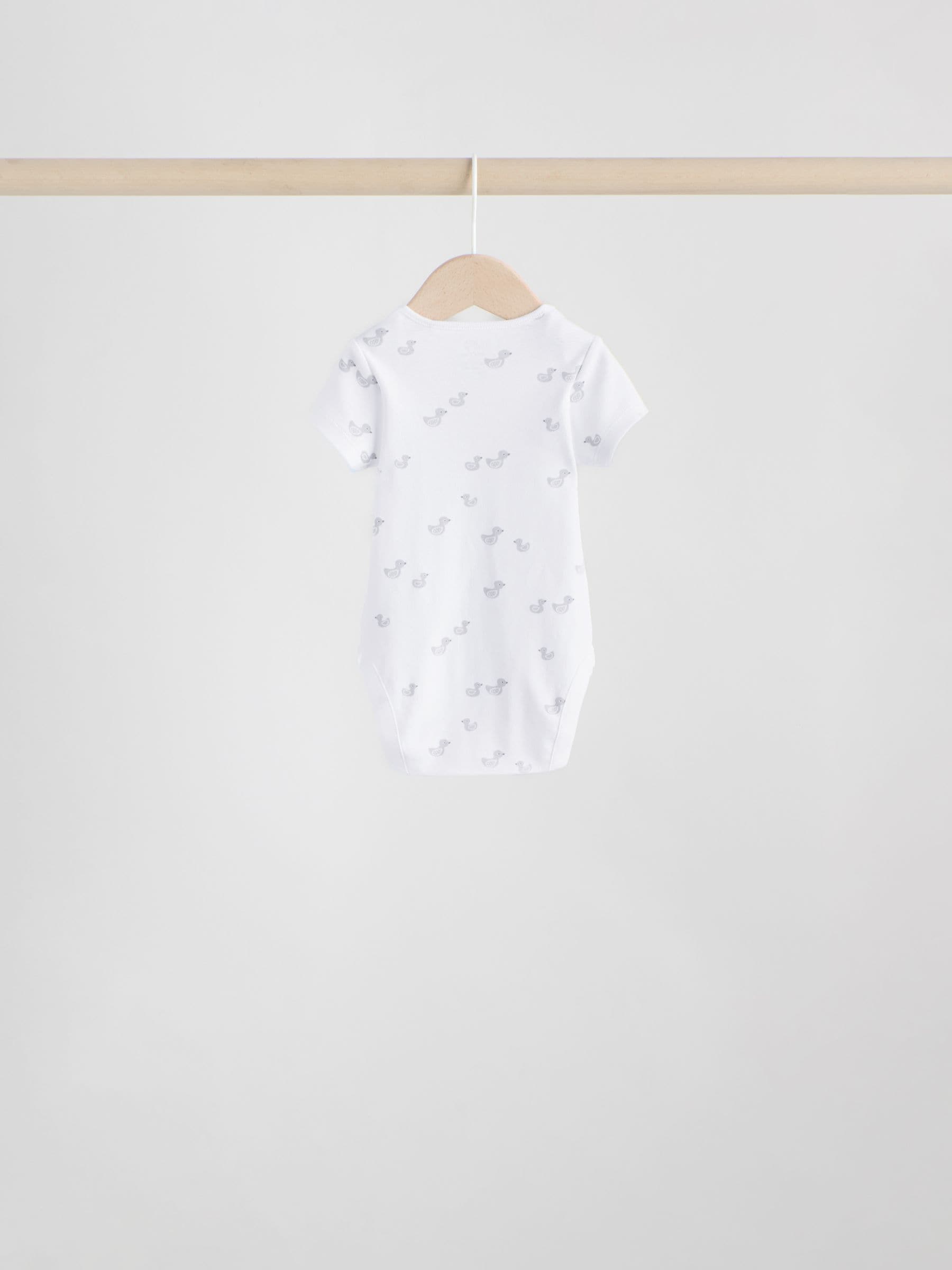 Grey Baby Short Sleeved Bodysuits 5 Pack image 3