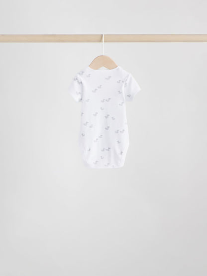 Grey Baby Short Sleeved Bodysuits 5 Pack image 3