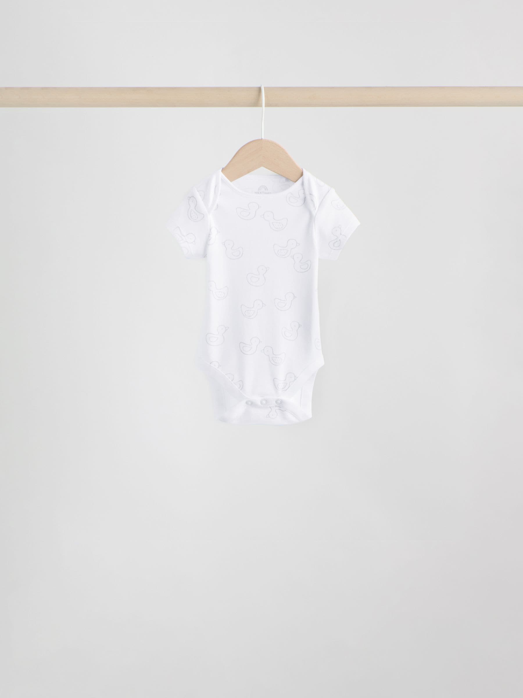 Grey Baby Short Sleeved Bodysuits 5 Pack image 4