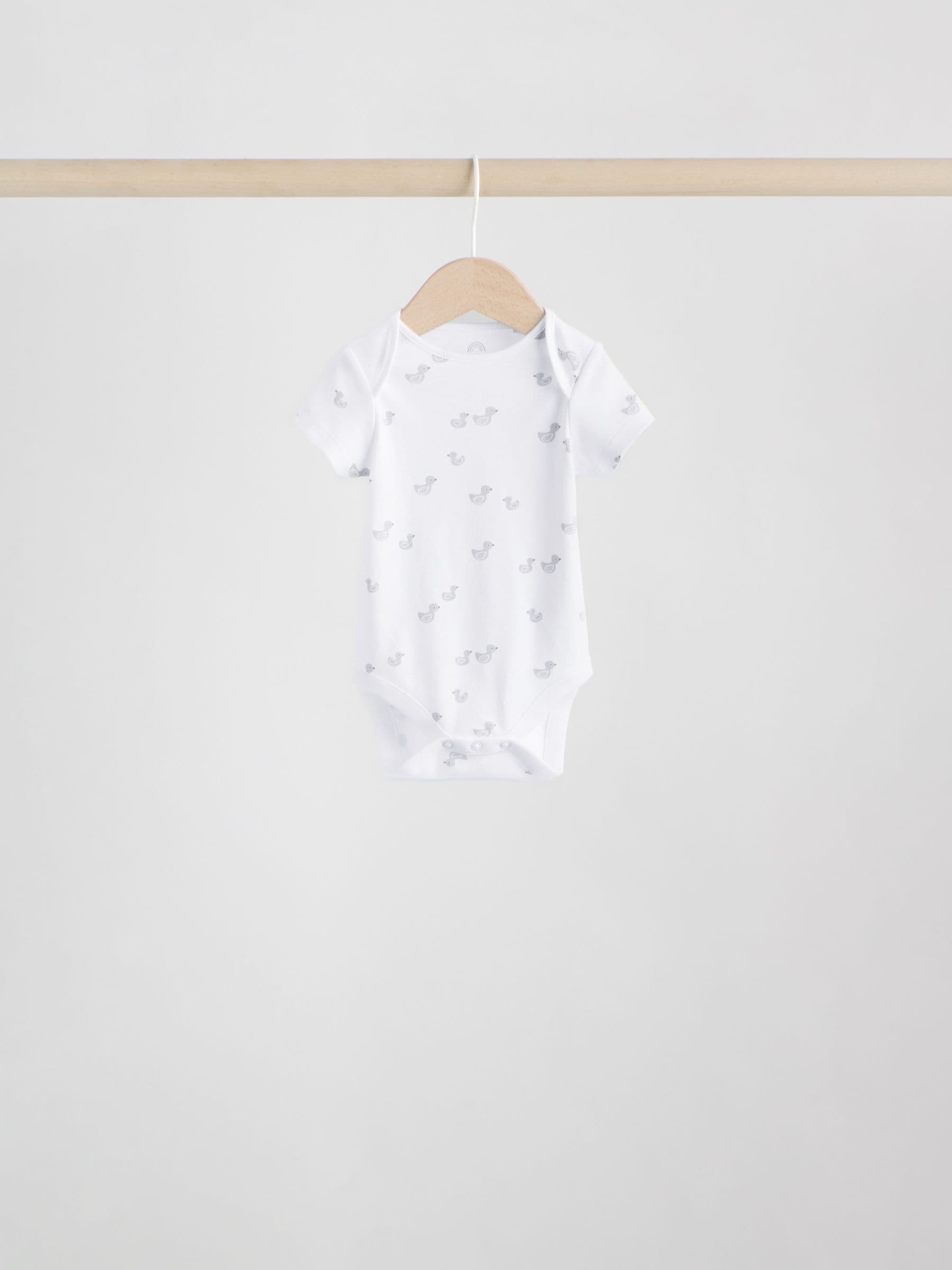 Grey Baby Short Sleeved Bodysuits 5 Pack image 6