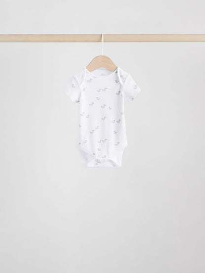 Grey Baby Short Sleeved Bodysuits 5 Pack image 6