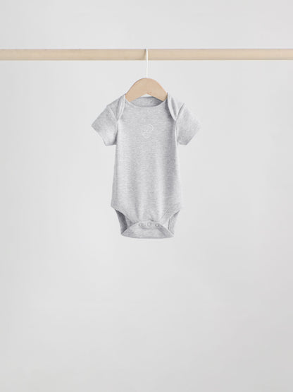 Grey Baby Short Sleeved Bodysuits 5 Pack image 7