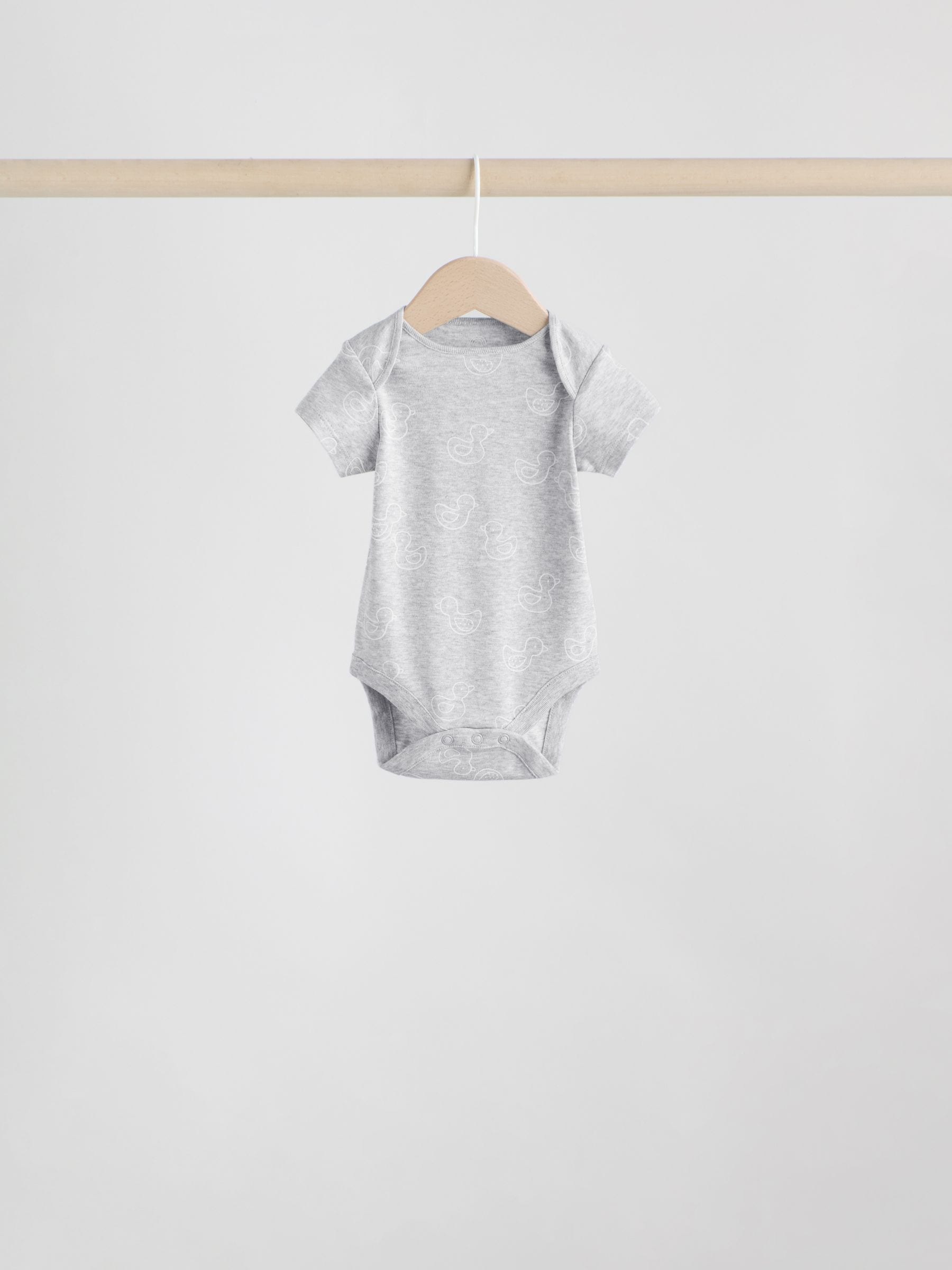 Grey Baby Short Sleeved Bodysuits 5 Pack image 8
