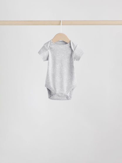 Grey Baby Short Sleeved Bodysuits 5 Pack image 8