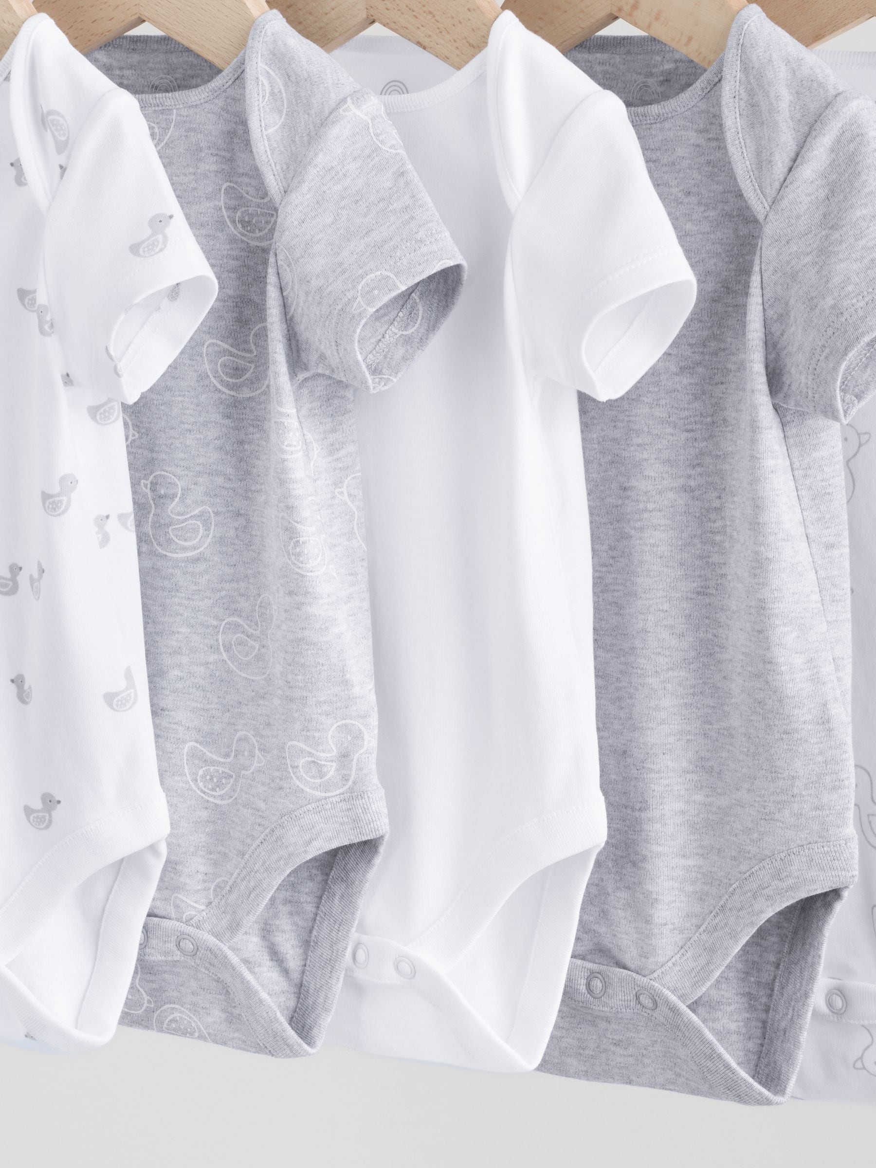 Grey Baby Short Sleeved Bodysuits 5 Pack image 9