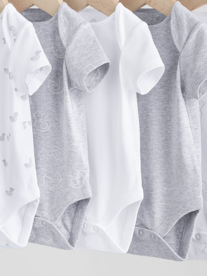 Grey Baby Short Sleeved Bodysuits 5 Pack image 9