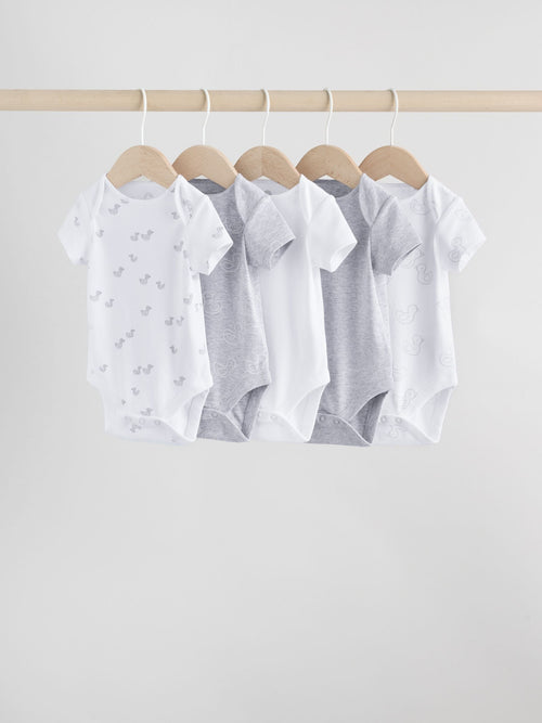 Grey Baby Short Sleeved Bodysuits 5 Pack image 1