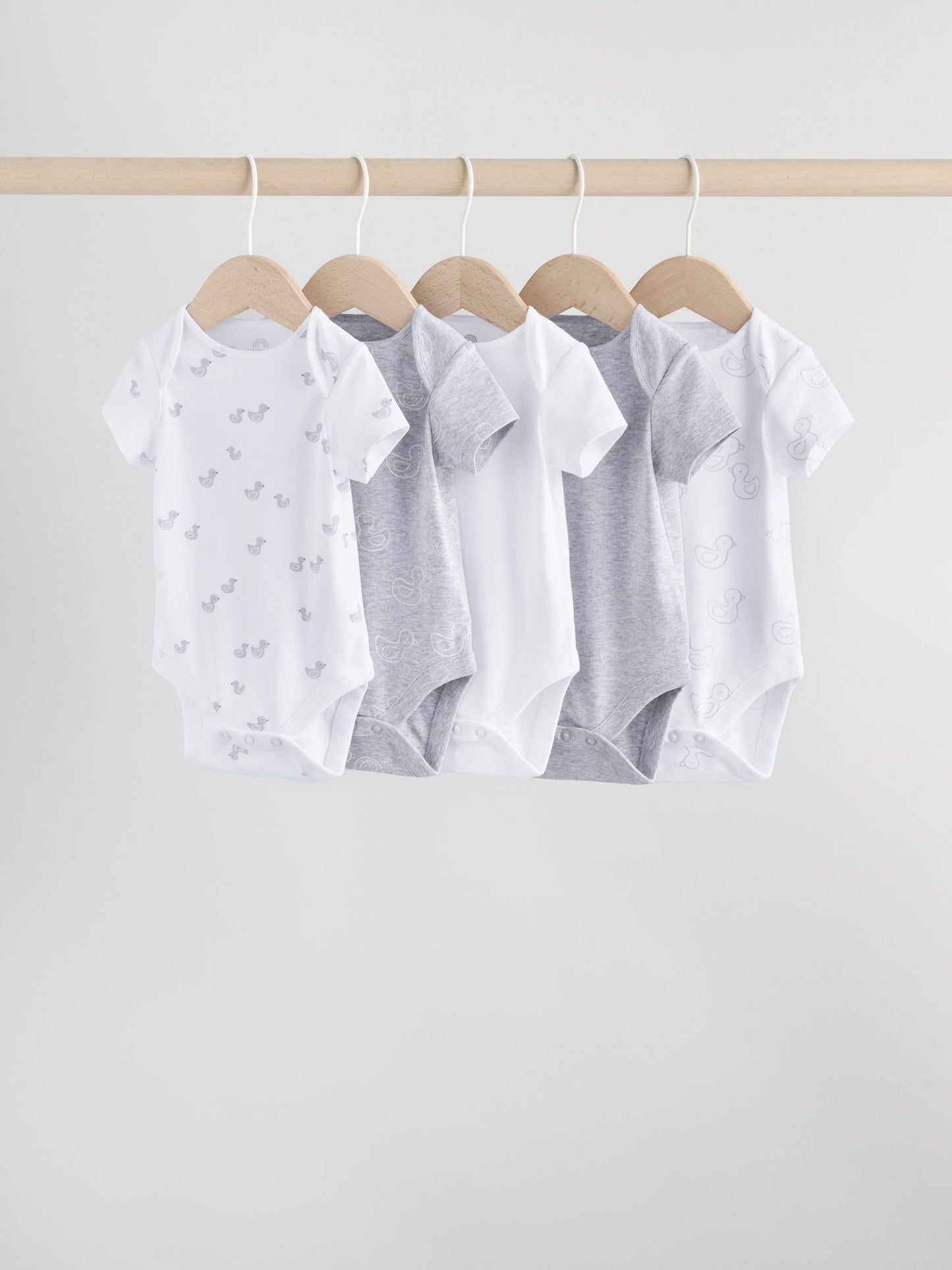Grey Baby Short Sleeved Bodysuits 5 Pack image 1