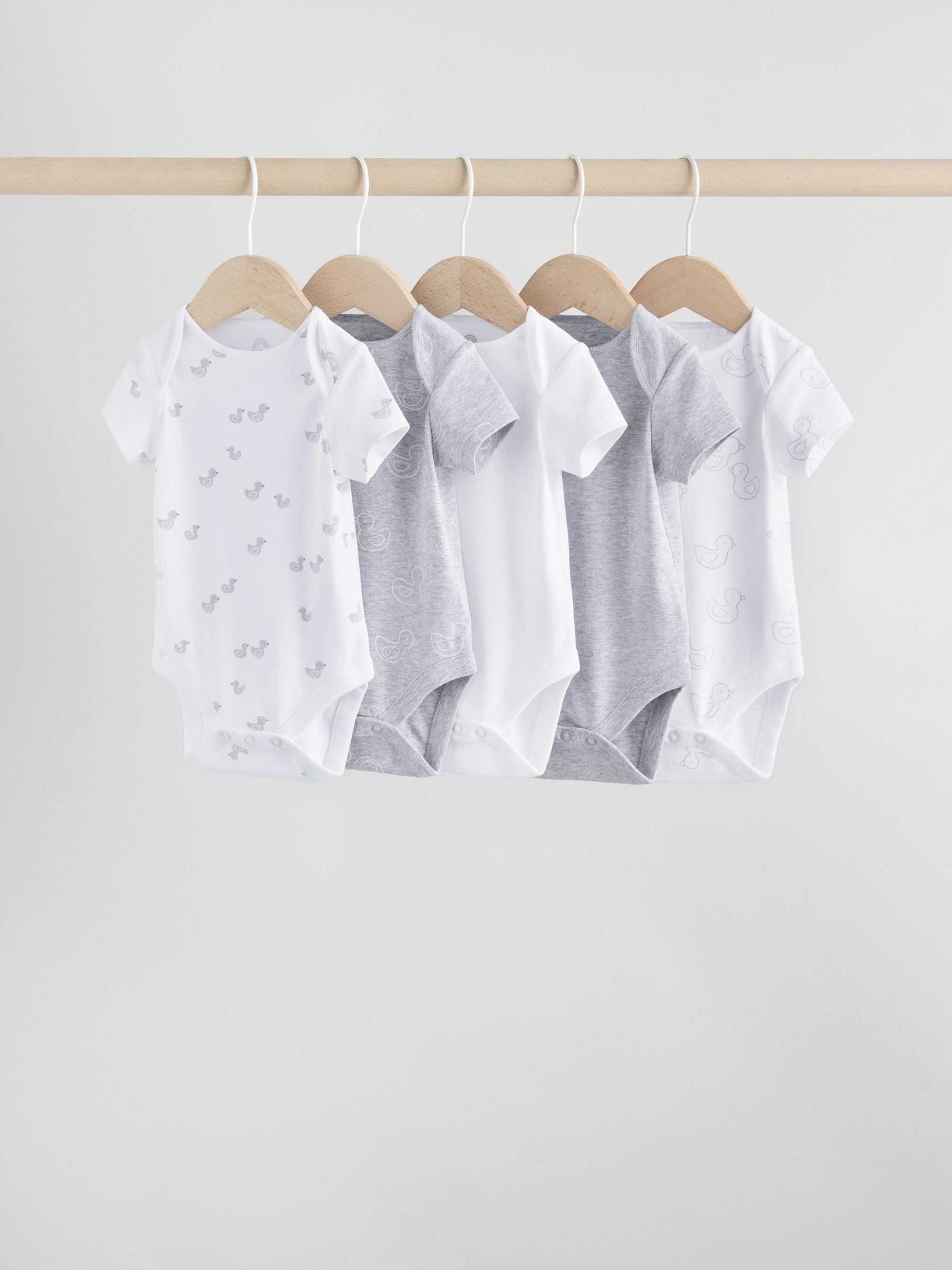 Grey Baby Short Sleeved Bodysuits 5 Pack image 1