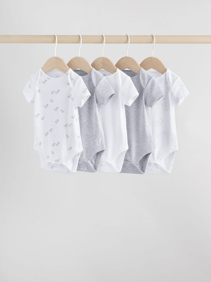 Grey Baby Short Sleeved Bodysuits 5 Pack image 1