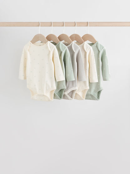 Sage Green Baby Long Sleeve Bodysuits 5 Pack - image 1