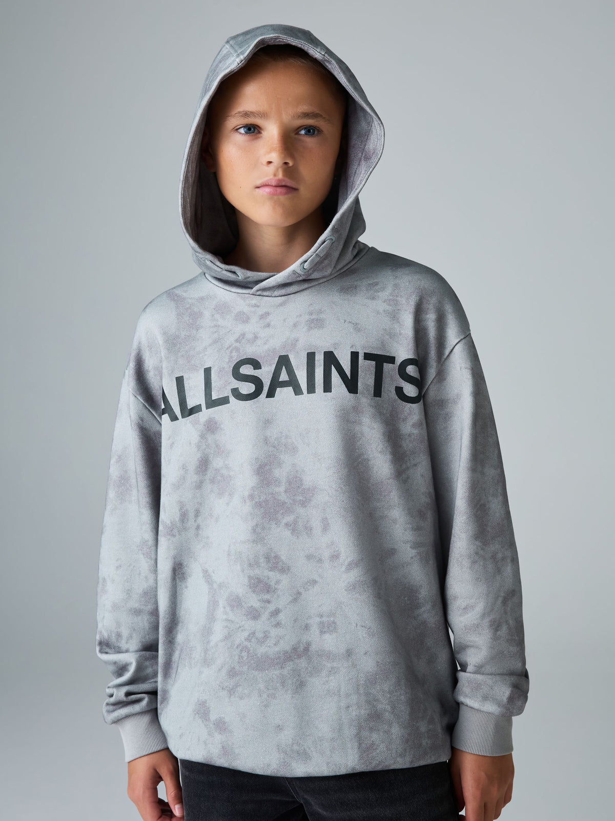 smALLSAINTS Grey Tie Dye Logo Oversized Pullover Hoodie - image 2