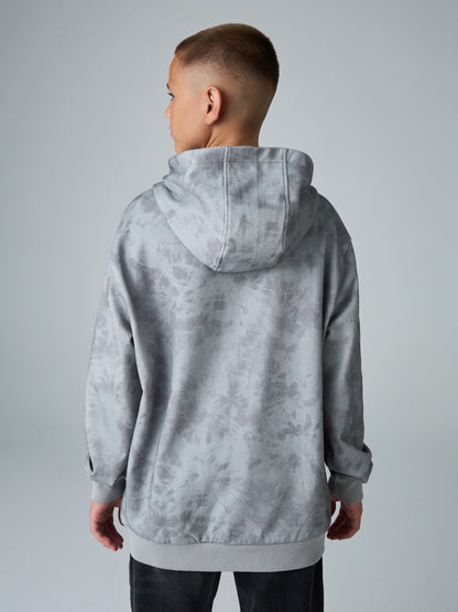 smALLSAINTS Grey Tie Dye Logo Oversized Pullover Hoodie - image 4