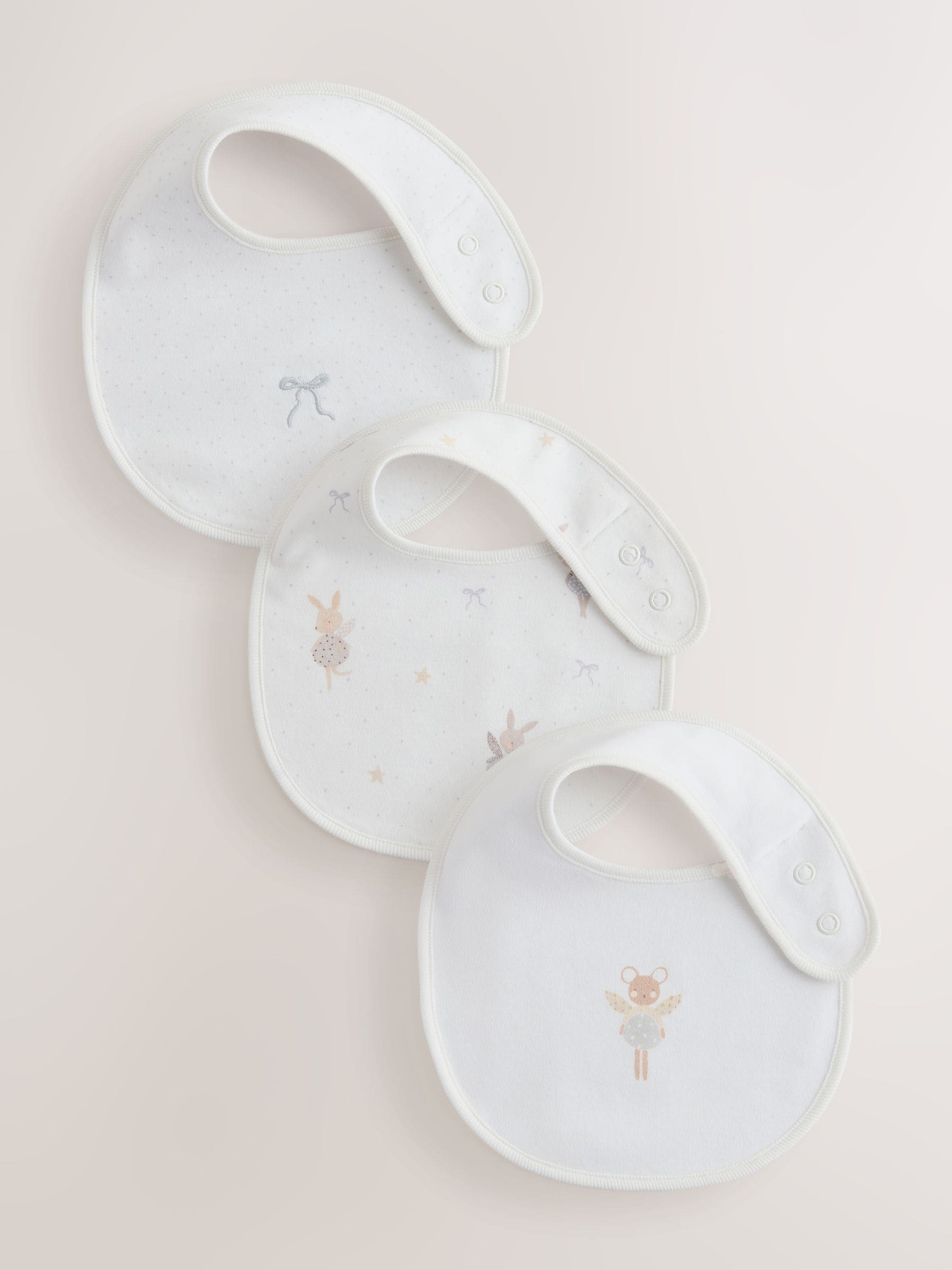 Ecru Fairy Mouse Baby Bibs 3 Pack image 1