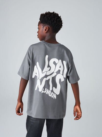 Dsiney Kidz - smALLSAINTS Charcoal Grey Oversized Orlando Logo Crew Neck T-Shirt image 2