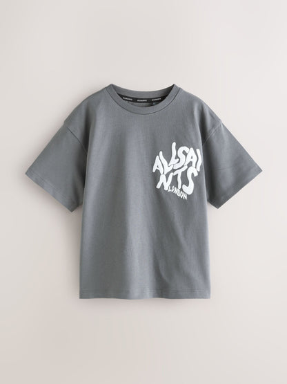 Dsiney Kidz - smALLSAINTS Charcoal Grey Oversized Orlando Logo Crew Neck T-Shirt image 4