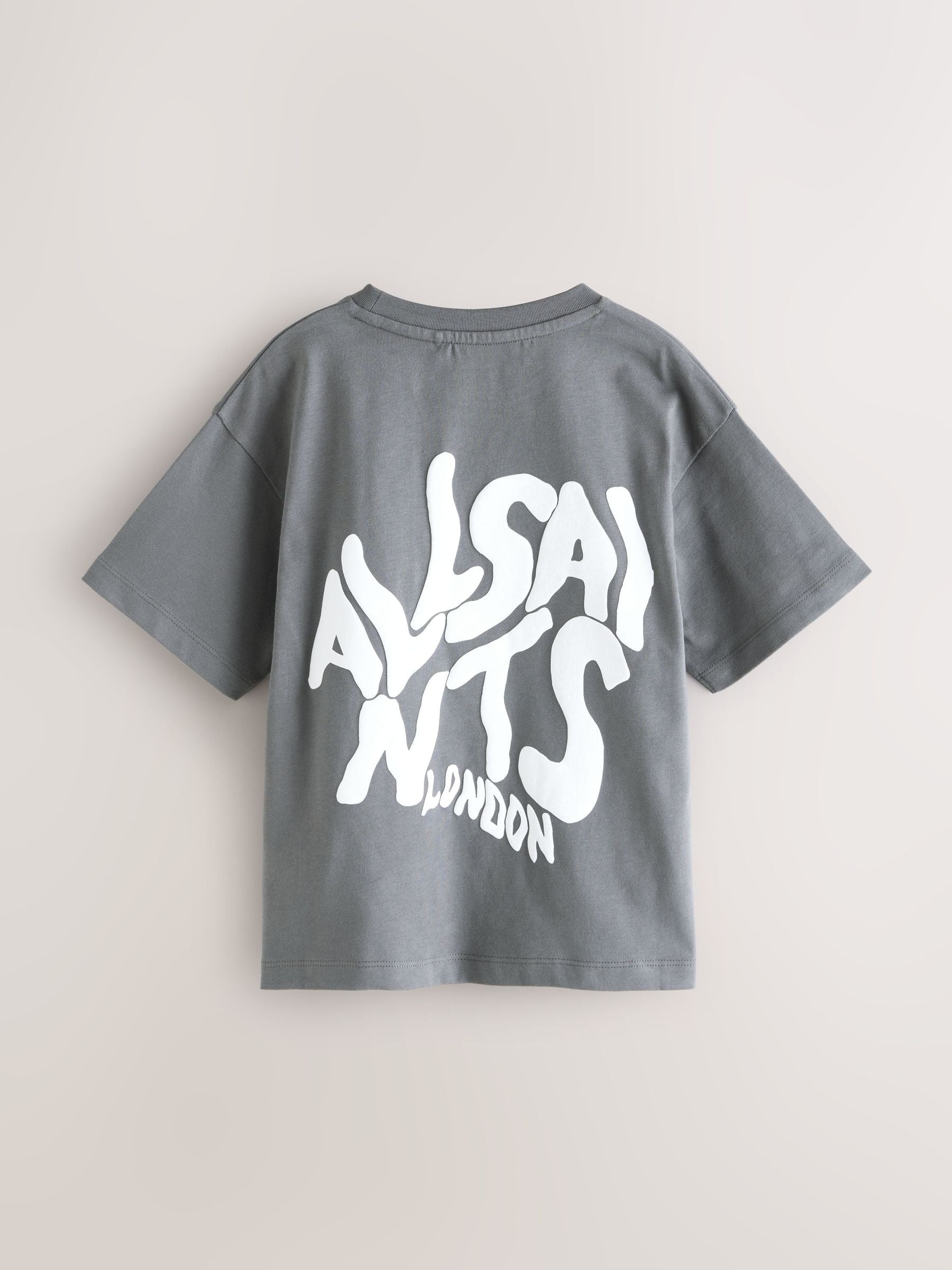 Dsiney Kidz - smALLSAINTS Charcoal Grey Oversized Orlando Logo Crew Neck T-Shirt image 5