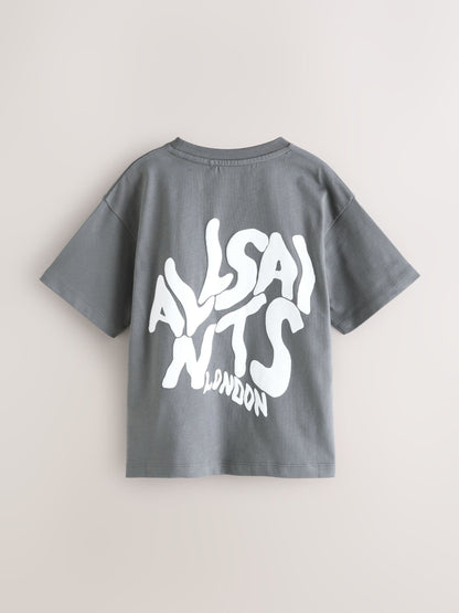 Dsiney Kidz - smALLSAINTS Charcoal Grey Oversized Orlando Logo Crew Neck T-Shirt image 5