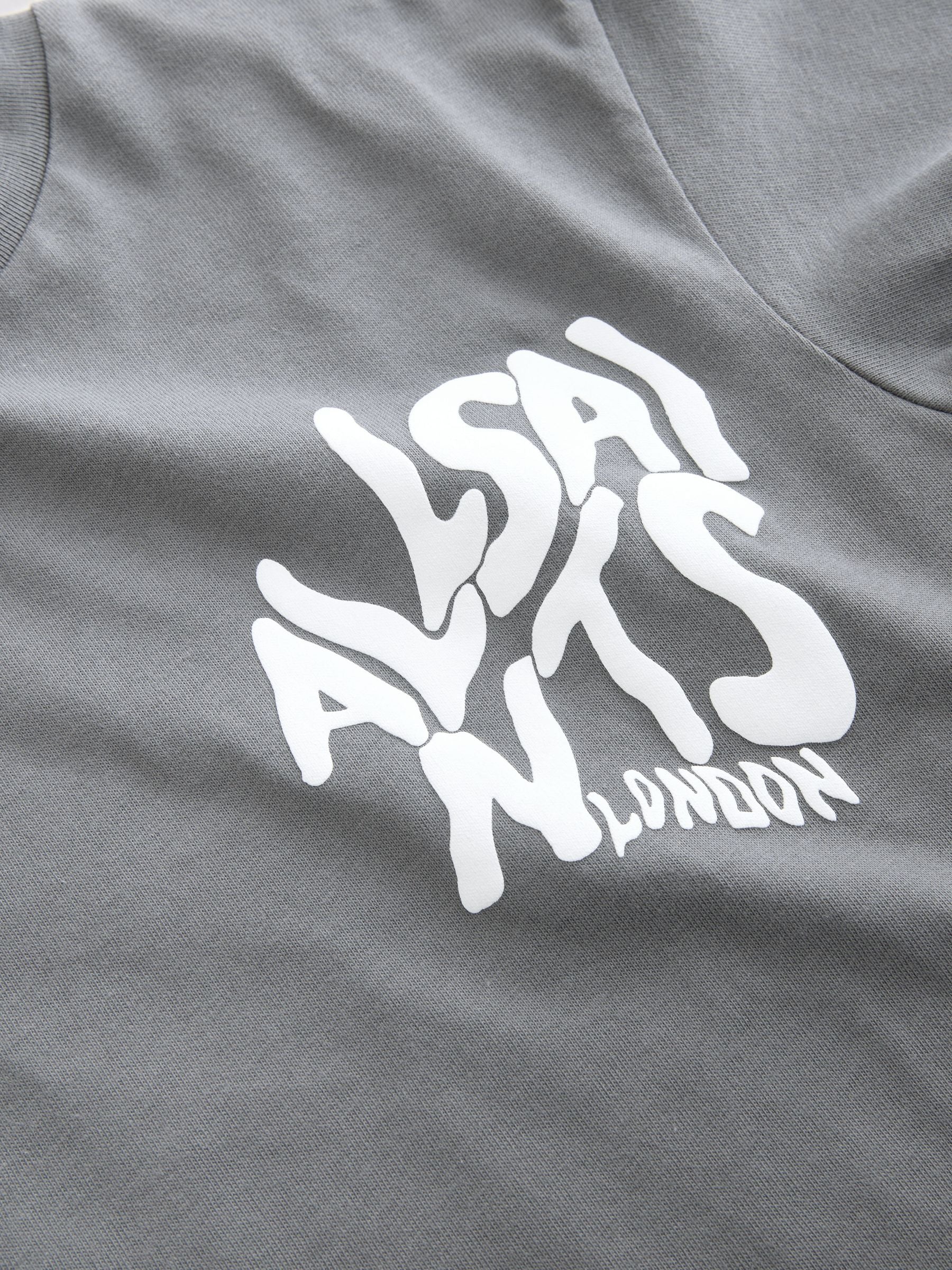 Dsiney Kidz - smALLSAINTS Charcoal Grey Oversized Orlando Logo Crew Neck T-Shirt image 7