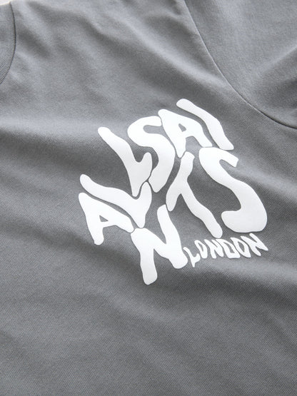 Dsiney Kidz - smALLSAINTS Charcoal Grey Oversized Orlando Logo Crew Neck T-Shirt image 7