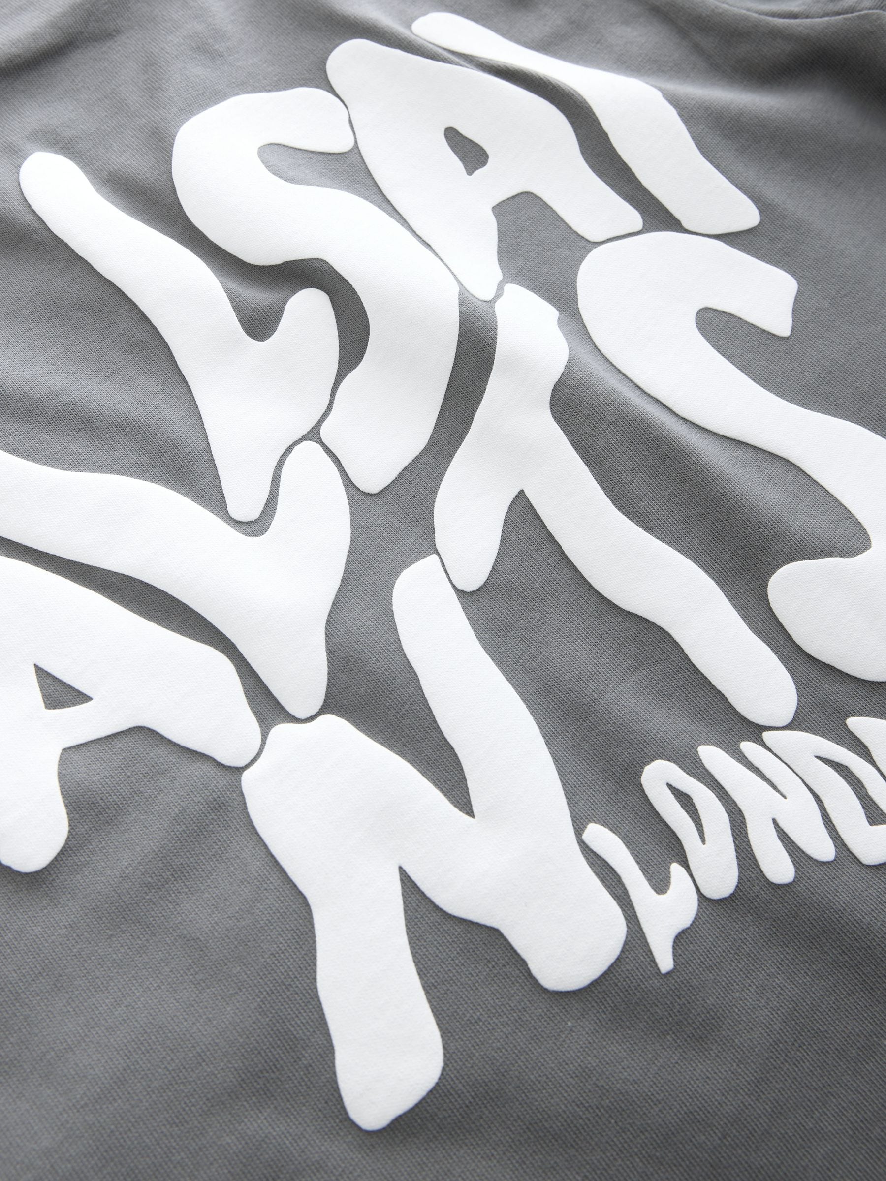 Dsiney Kidz - smALLSAINTS Charcoal Grey Oversized Orlando Logo Crew Neck T-Shirt image 8