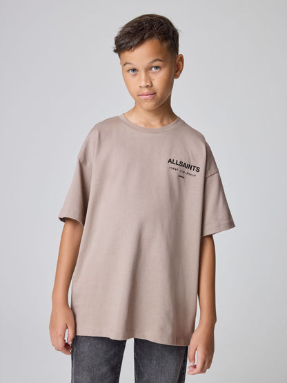 Dsiney Kidz - smALLSAINTS Light Brown Oversized Underground Crew Neck Cotton T-Shirt image 1