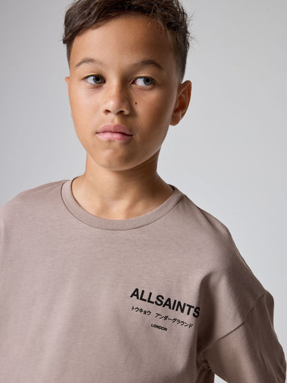 Dsiney Kidz - smALLSAINTS Light Brown Oversized Underground Crew Neck Cotton T-Shirt image 2