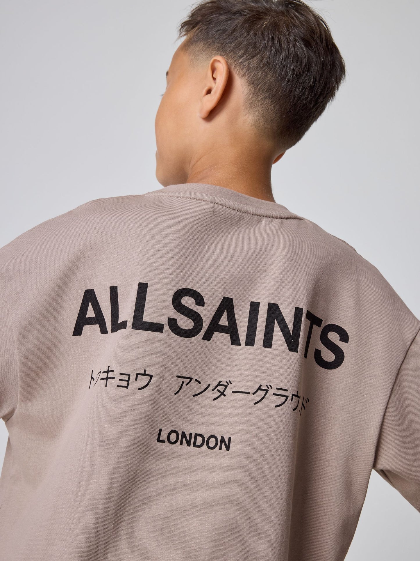 Dsiney Kidz - smALLSAINTS Light Brown Oversized Underground Crew Neck Cotton T-Shirt image 3