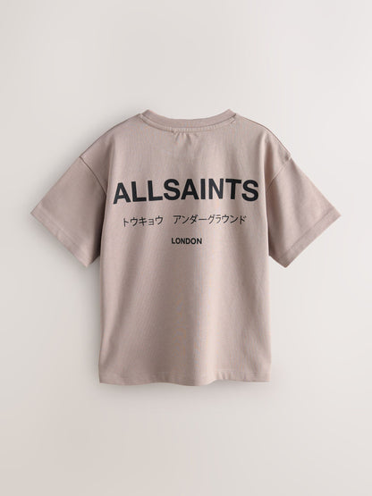 Dsiney Kidz - smALLSAINTS Light Brown Oversized Underground Crew Neck Cotton T-Shirt image 5