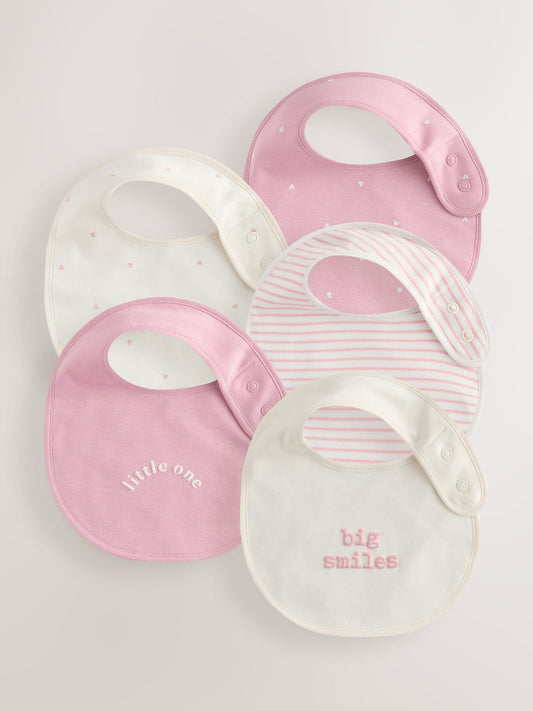 Pink Heart Baby Bibs 5 Pack image 1