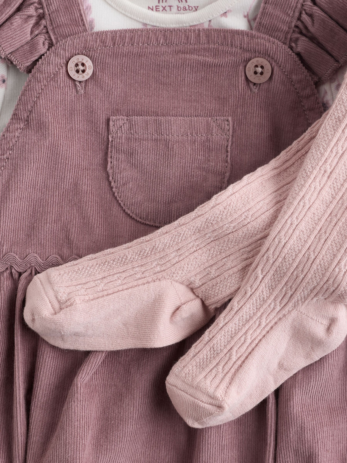 Purple/ White Cord Baby Romper and Long Sleeve Bodysuit and Tights 3 Piece Set (0mths-2yrs) - image 14